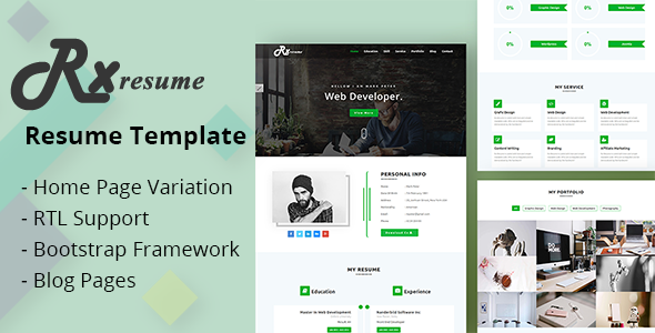 Rx-Resume PortfolioResume HTML5 - ThemeForest 19254388