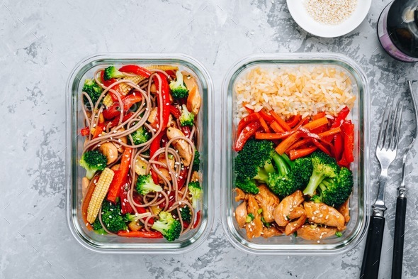 Chicken Teriyaki Meal Prep Lunch Box Containers With Broccoli Rice