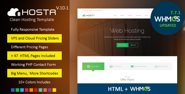 Extraordinary Hostr - Awesome WHMCS & HTML Clean Hosting Responsive Template