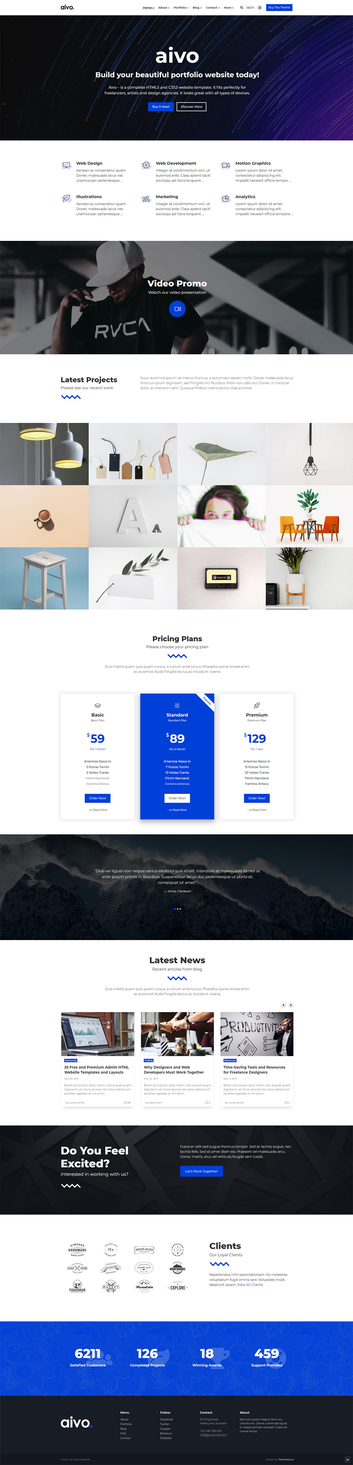 Aivo - Responsive Portfolio HTML Website Template by Themetorium ...