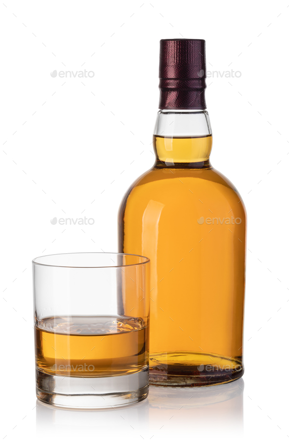 whiskey bottle and glass Stock Photo by gresei | PhotoDune