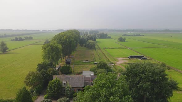 Drone Shot of Beautiful Farm in the Netherlands alt