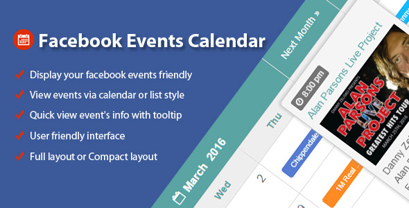Facebook Events Calendar - CodeCanyon 22178050
