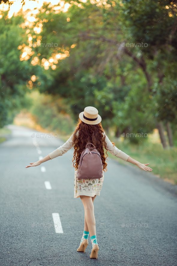 Beautiful Young Woman Traveling - Stock Photo - Images