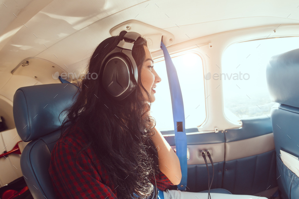 Airplane Woman Passenger - Stock Photo - Images