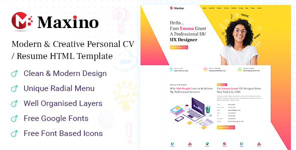 Exceptional Maxino - Personal Resume HTML5 Template