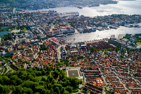 Bergen is a city and municipality in Hordaland on the west coast Stock ...