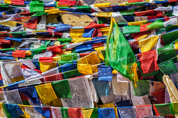 Buddhist prayer flags lungta - Stock Photo - Images