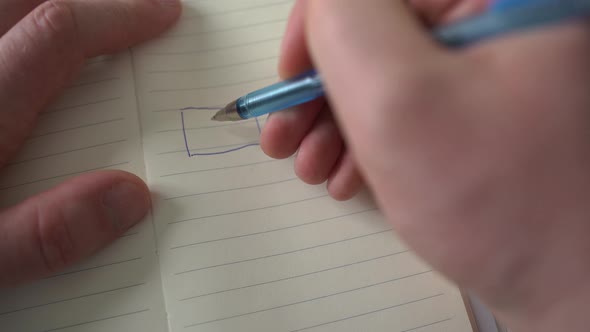 Freehand Storyboard Artist Draws a Sequence of Frames on a Video Project