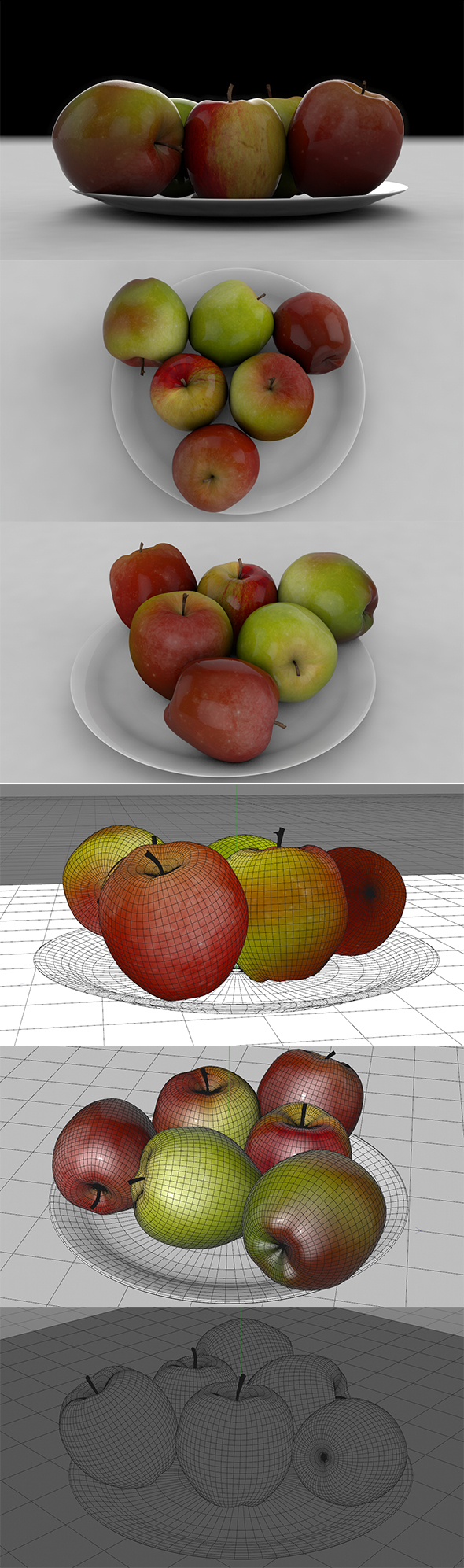 3D GreenRed Apple - 3Docean 23484804