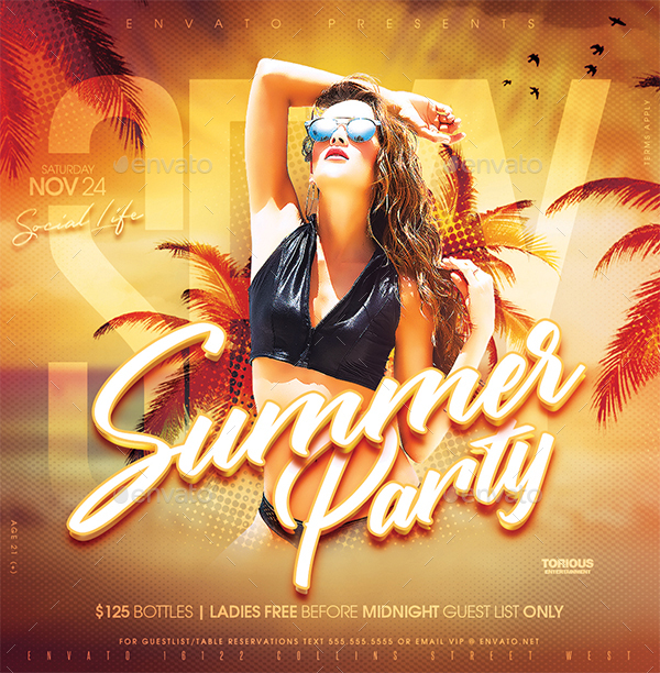 55 Top Summer Party Flyer Background Summer Background