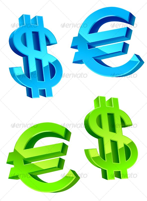 Glossy currency symbols - Decorative Symbols Decorative