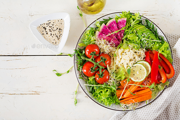 Couscous and vegetables bowl. Trend food. - Stock Photo - Images