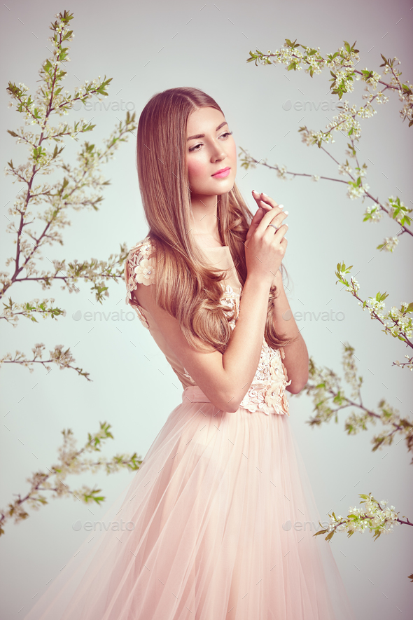 Beautiful woman in wedding dress - Stock Photo - Images