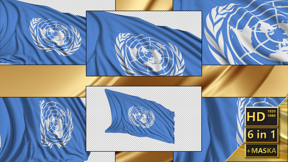 UN Flags in Slow Motion