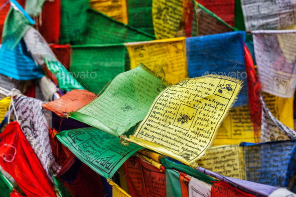 Tibetan Buddhism prayer flags lungta - Stock Photo - Images