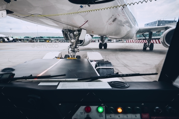 Preparation of airplane before flight - Stock Photo - Images