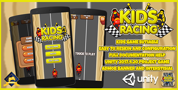 Kids Motor Racing LTS UNITY + Admob (KIDS GAME) + EASY RESKIN