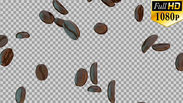Coffee Beans Falling - Alpha Channel