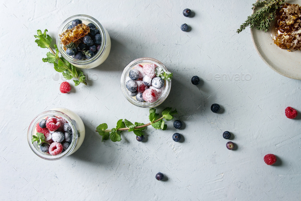 Panna cotta with berries - Stock Photo - Images
