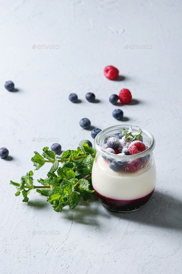 Panna cotta with berries - Stock Photo - Images