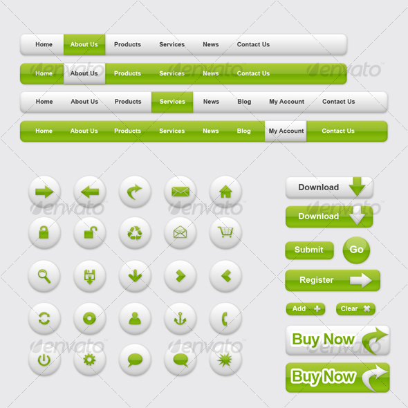 Green Color Theme - Clean - Web Elements