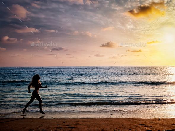 Elegant Silhouette of a Woman Running