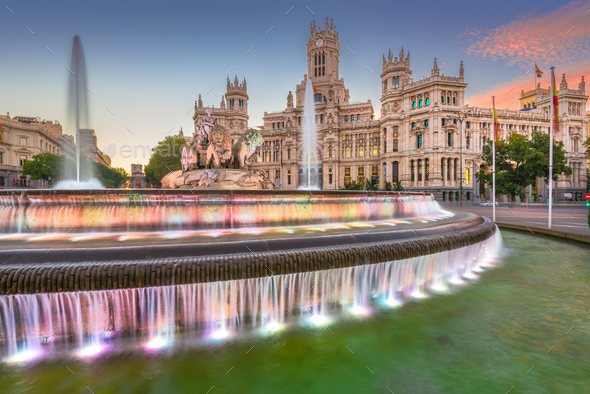 Madrid, Spain at Plaza de Cibeles. - Stock Photo - Images