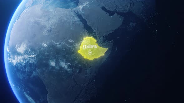 Earh Zoom In Space To Ethiopia Country Alpha Output