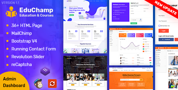 Awesome EduChamp - Education HTML Template + Admin Dashboard