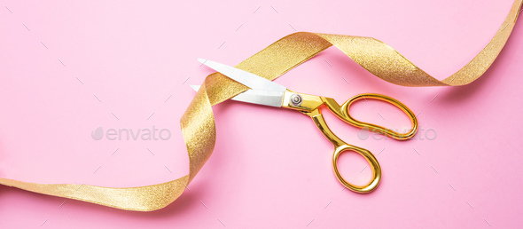 Pink Ceremonial Ribbon Cutting Scissors