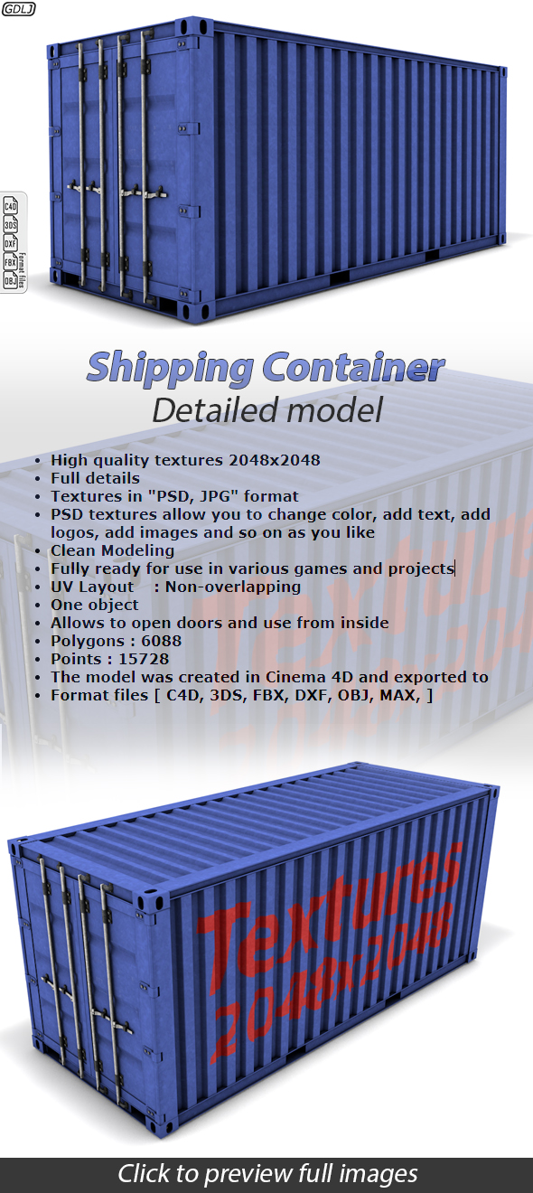 Shipping Container Detailed - 3Docean 23536374