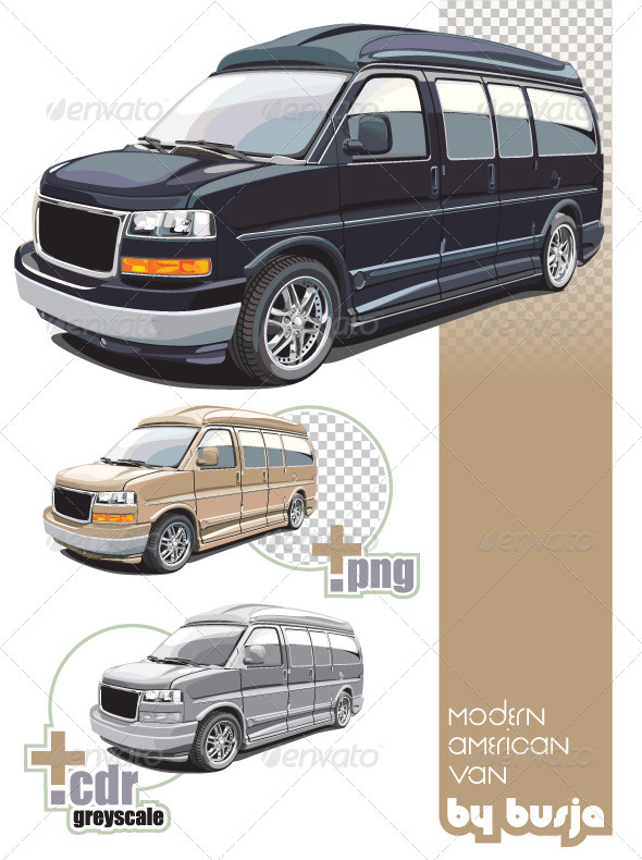 Modern American Van - Objects Vectors