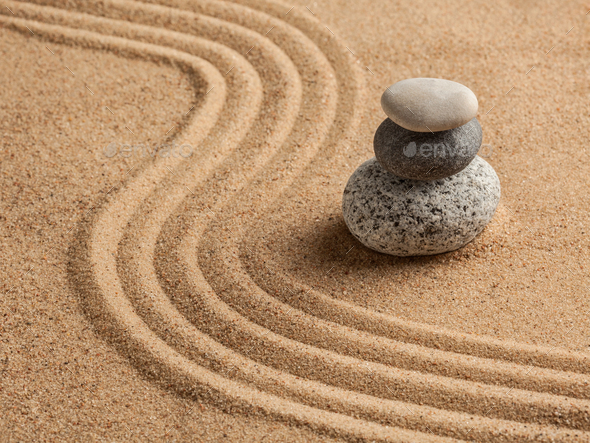 Japanese Zen stone garden - Stock Photo - Images