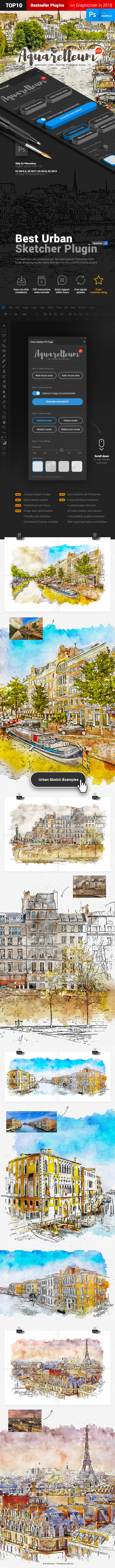 Aquarelleum - Urban Sketcher Photoshop Plugin Aquarelleum - Urban Sketcher Photoshop Plugin