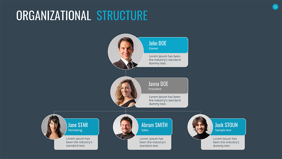 Organizational Chart and Hierarchy Google Slides Template by SanaNik