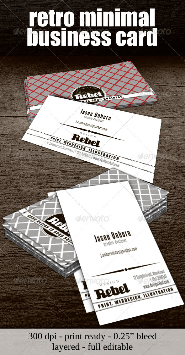 Retro Minimal Business Card - Retro/Vintage Business Cards