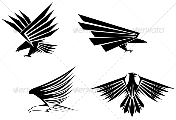 Eagle symbols for design - Tattoos Vectors