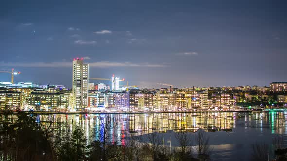 Modern City Buildings at Night Time Lapse