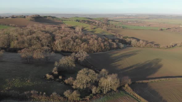 Burton Dassett Hills Warwickshire Wooded Aerial Winter Landscape D Log