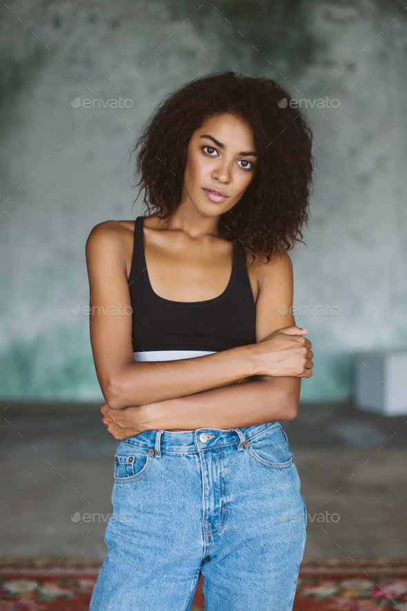 african american girl with curly hair