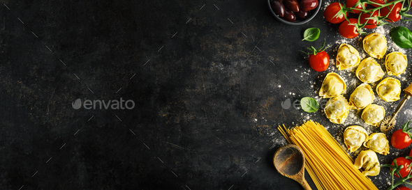 Italian food background on dark Stock Photo by kuban-kuban | PhotoDune