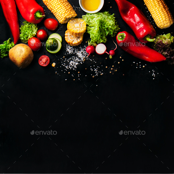 Food background with different vegetables Stock Photo by kuban-kuban