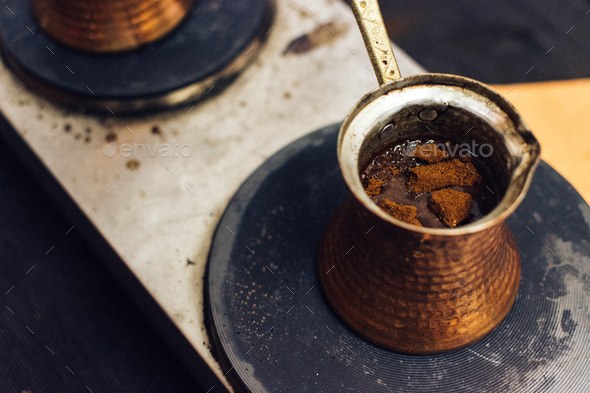 Turkish coffee made in ibrik