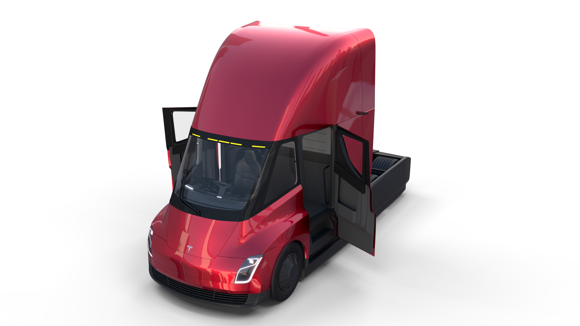 Tesla Semi Truck With Interior Red
