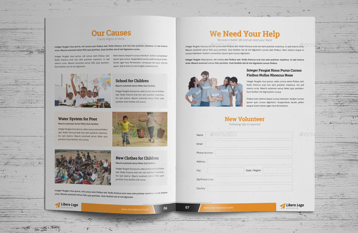 Charity Volunteer Donation Brochure v1, Print Templates GraphicRiver