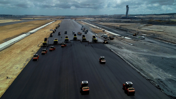 Asphalting Construction Works On An Airport Runway alt
