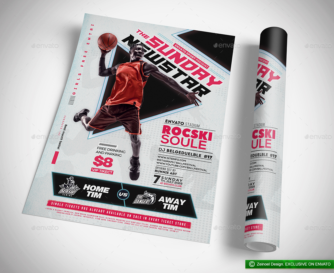 Basketball Match Flyer, Print Templates 