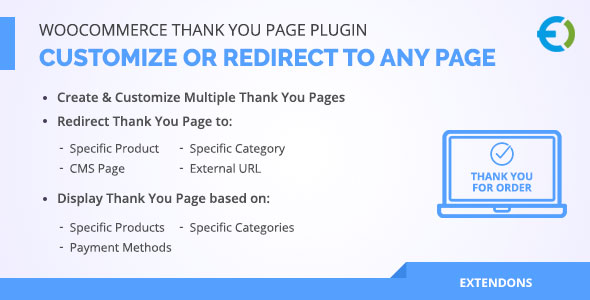 WooCommerce Thank You Page Plugin, Customize or Redirect to any page