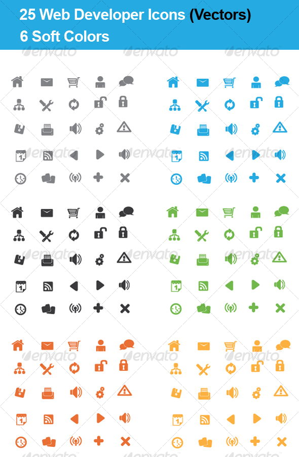 25 Web Developers Icons - (4 Colors VECTOR) - Web Icons